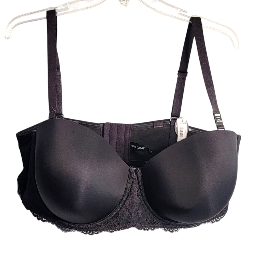 Torrid Curve Elegant Black Strapless Lightly Lined Bra 46DDD NWT - Picture 2 of 11
